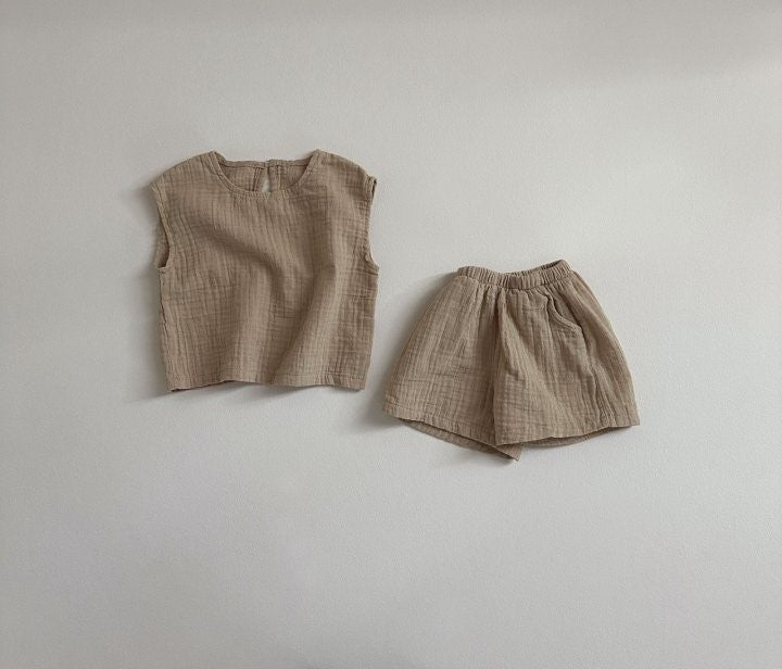 Cotton Sleeveless Bon Bon Set