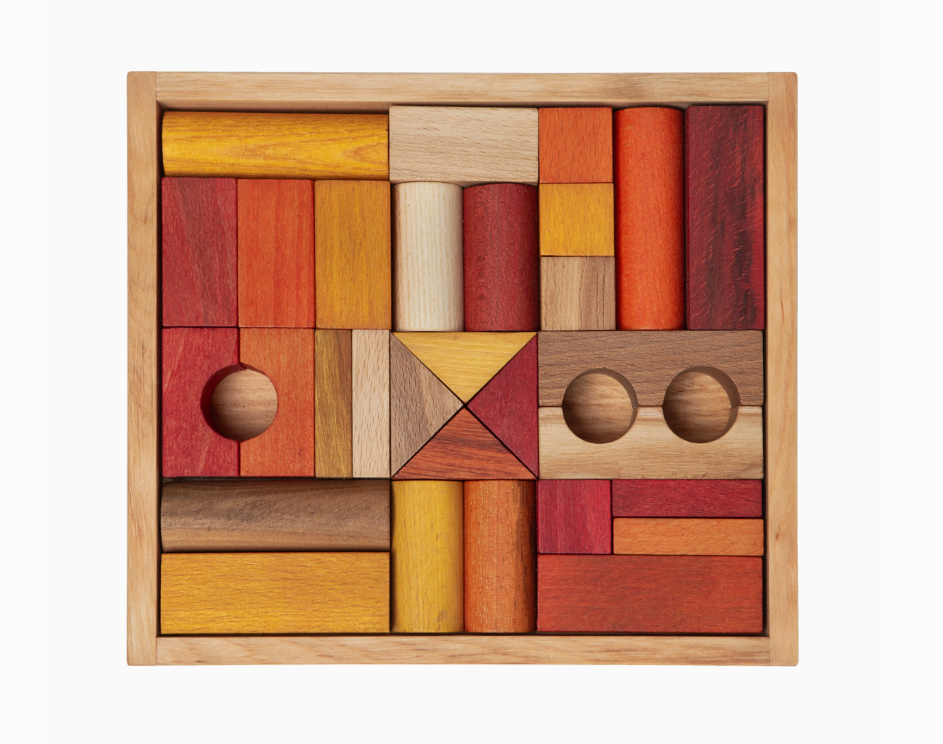 Wooden Blocks in Tray 30 Pcs, Warm