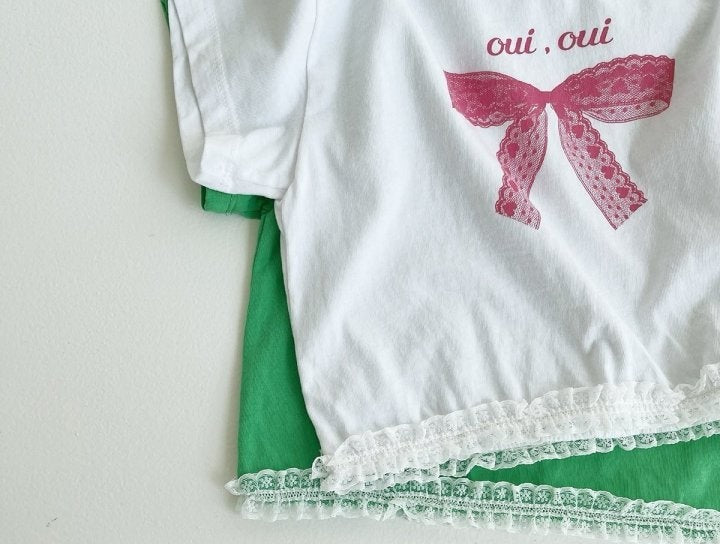 Oui Oui Tee with Lace Ribbon