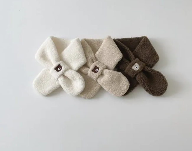 Embroidered Bear Scarf & Mittens Set